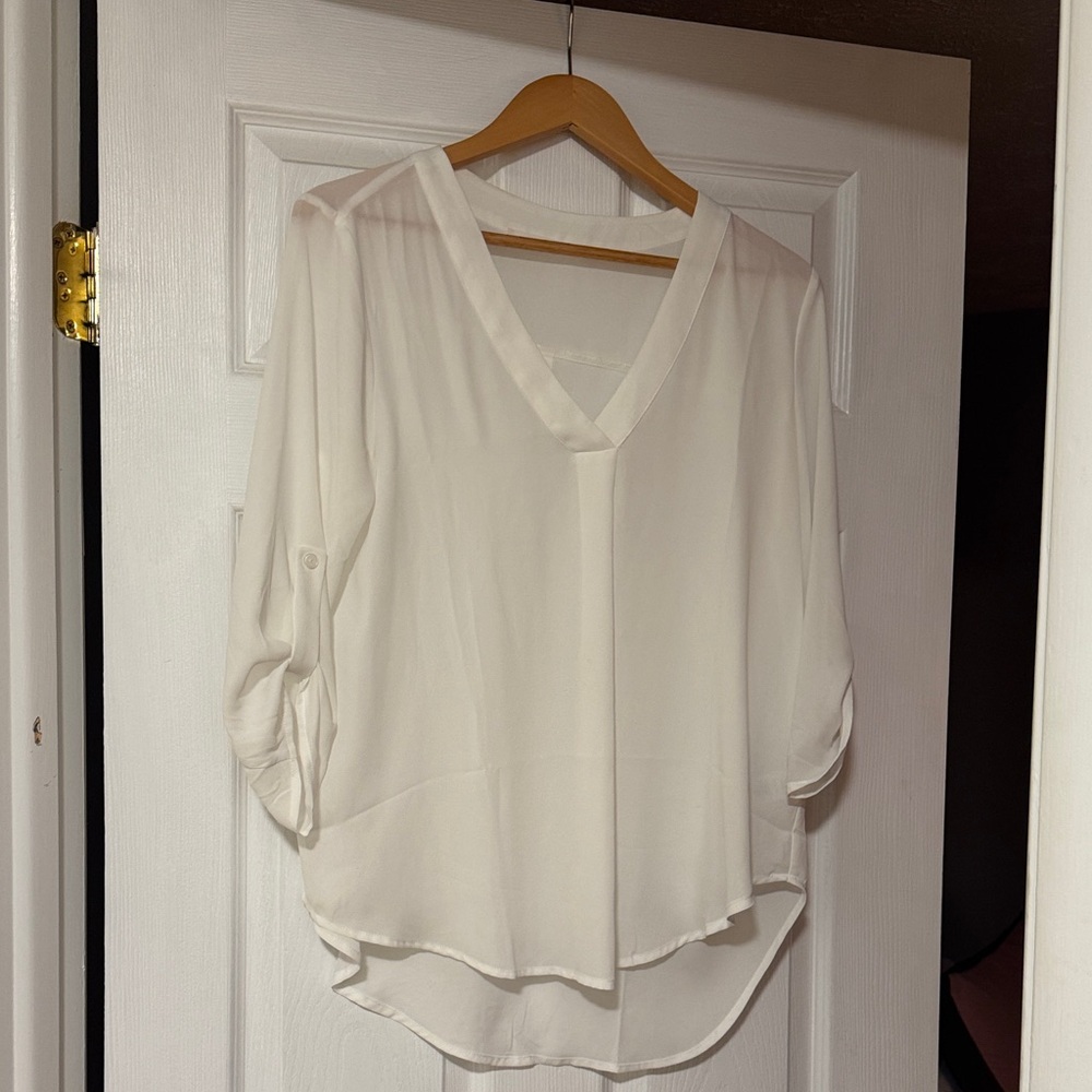 Lush Cream V-Neck Blouse